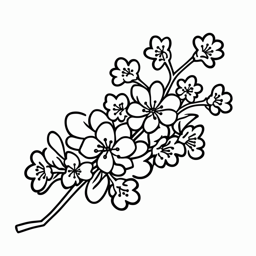 Desenho de Flor De Cerejeira para colorir e imprimir grátis em folha A4