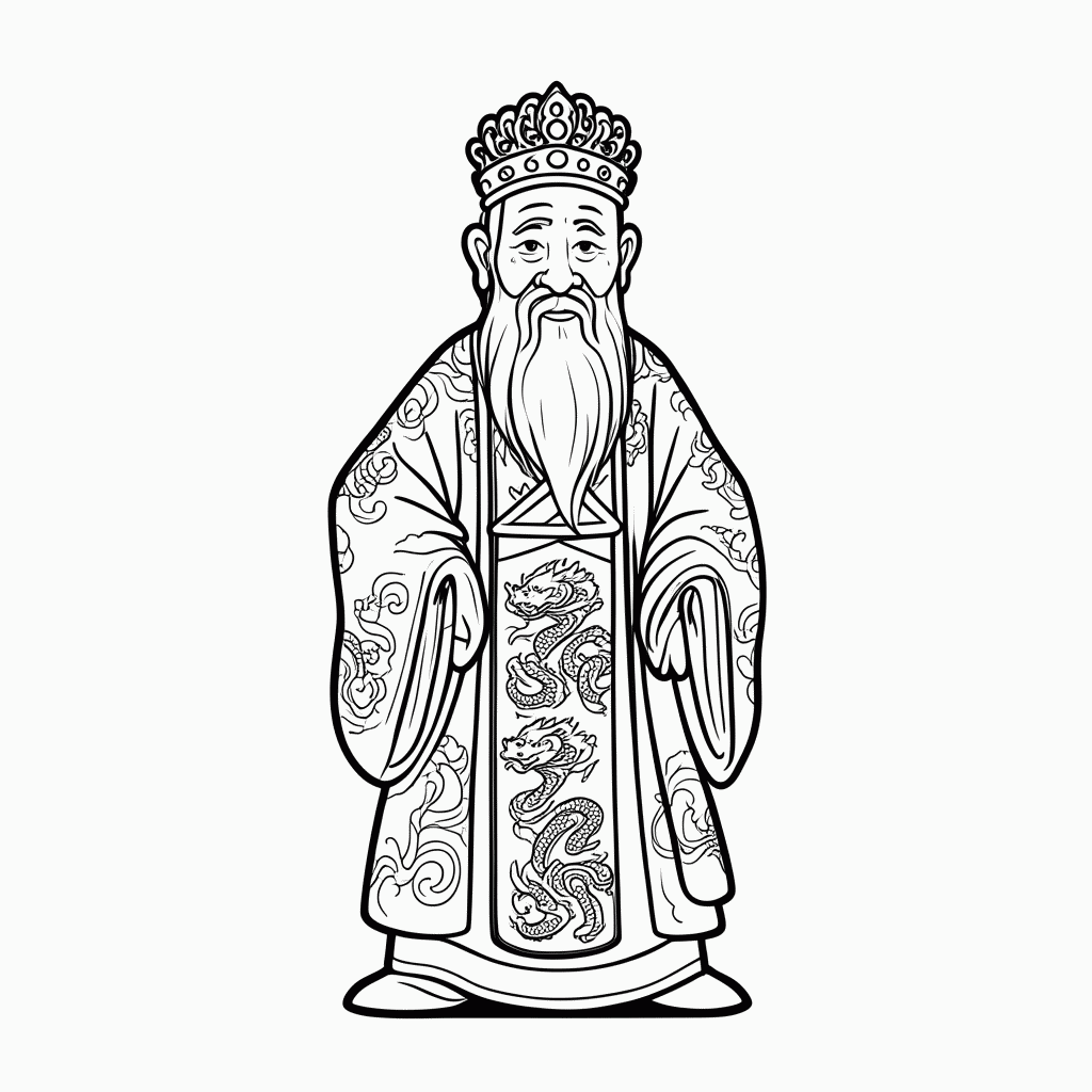 Desenho de Imperador Da China para colorir e imprimir grátis em folha A4