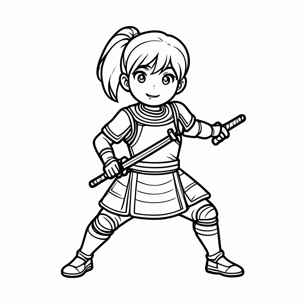 Desenho de Mulan Guerreira para colorir e imprimir grátis em folha A4