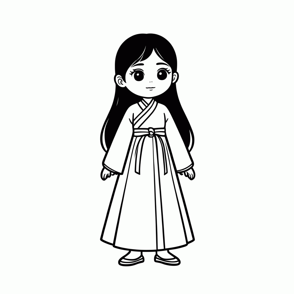 Desenho de Mulan Vestido para colorir e imprimir grátis em folha A4