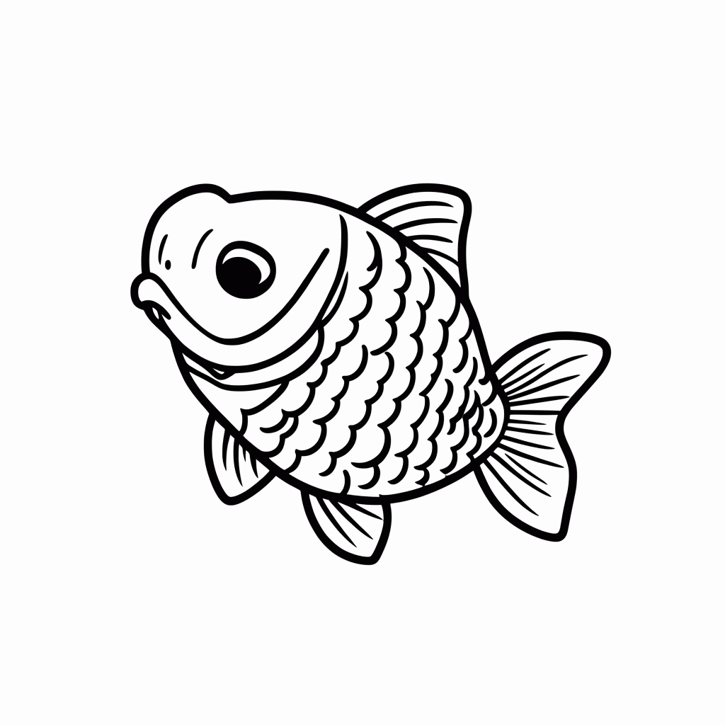 Desenho de Peixe Koi Japones para colorir e imprimir grátis em folha A4