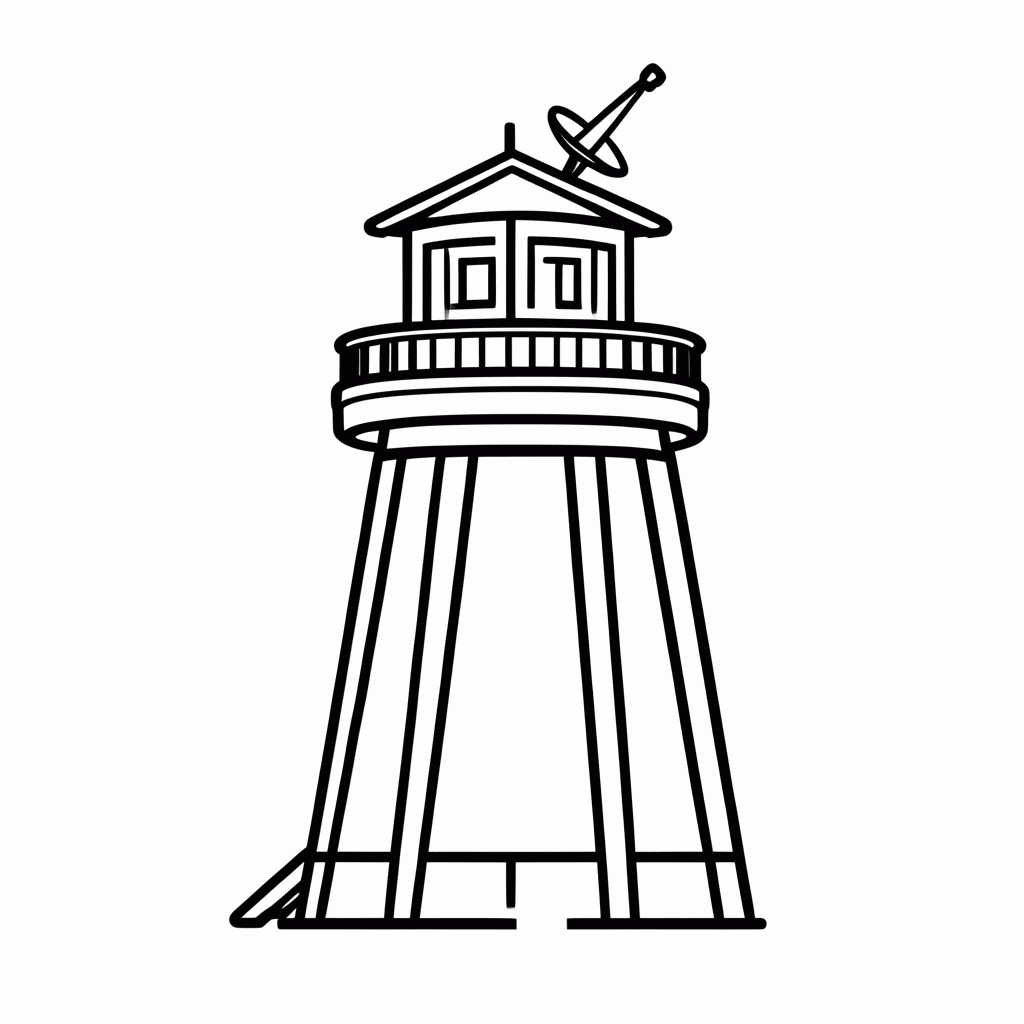 Desenho de Torre de Observação para colorir e imprimir grátis em folha A4