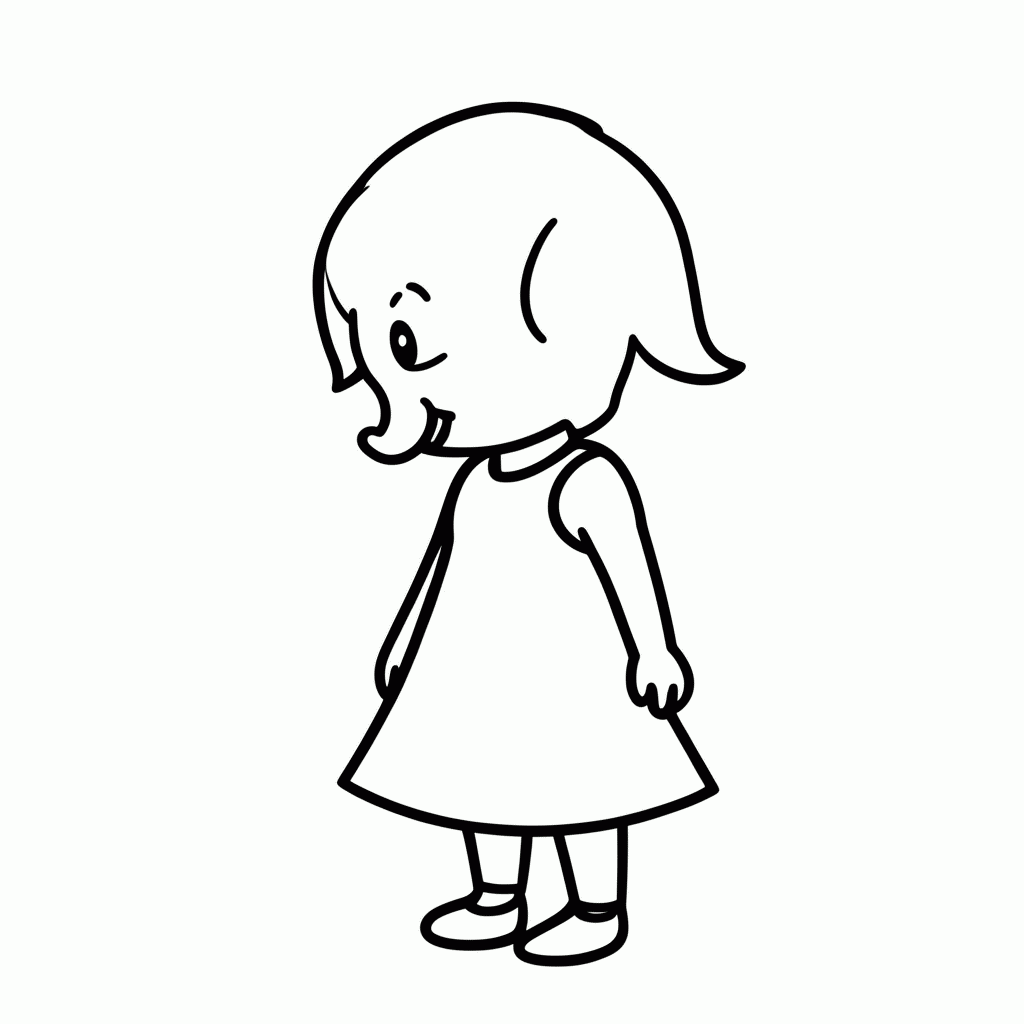Desenho de Emily Elefante para colorir e imprimir grátis em folha A4