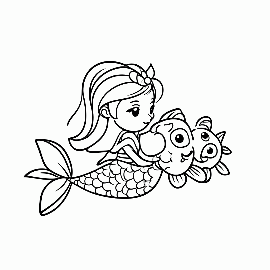 Desenho de Ariel e Linguado para colorir e imprimir grátis em folha A4