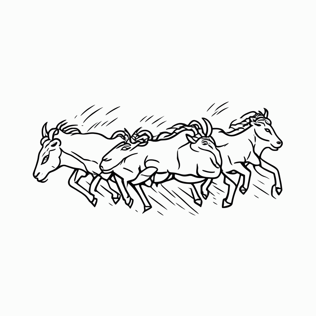 Desenho de Gnus Em Estampede para colorir e imprimir grátis em folha A4