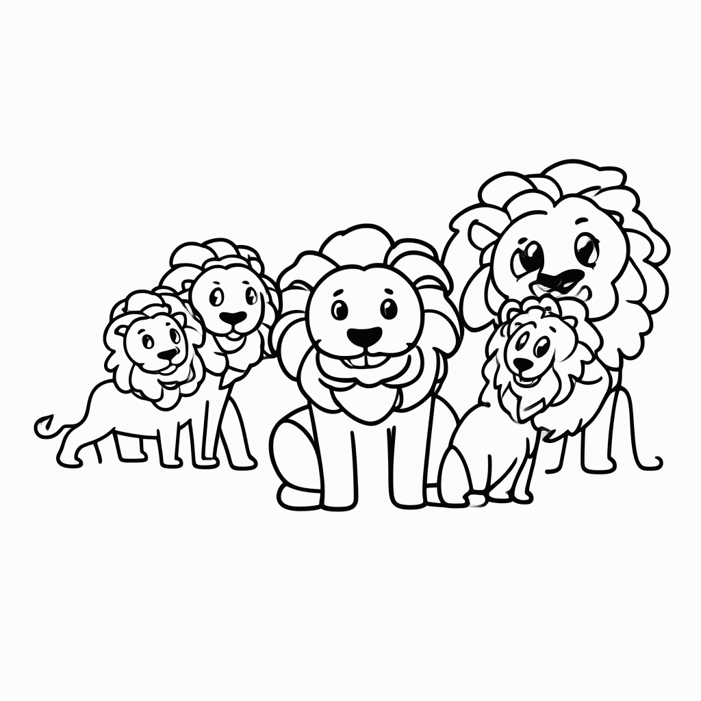 Desenho de Manada De Leoes para colorir e imprimir grátis em folha A4
