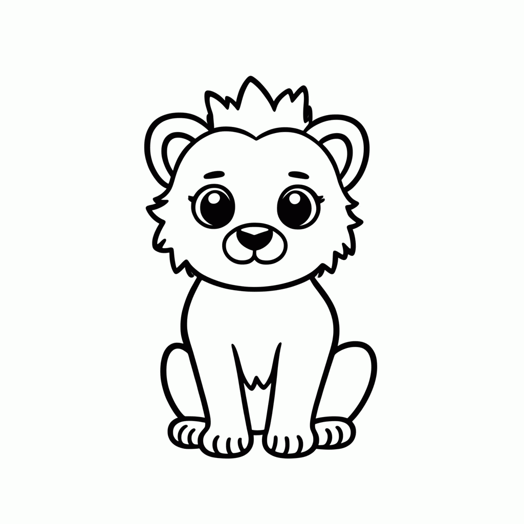 Desenho de Simba Filhote para colorir e imprimir grátis em folha A4