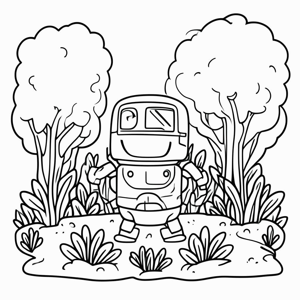 Desenho de A Robô na Floresta para colorir e imprimir grátis em folha A4