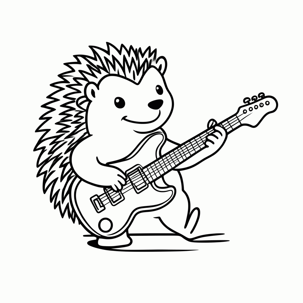 Desenho de Ash na Guitarra para colorir e imprimir grátis em folha A4