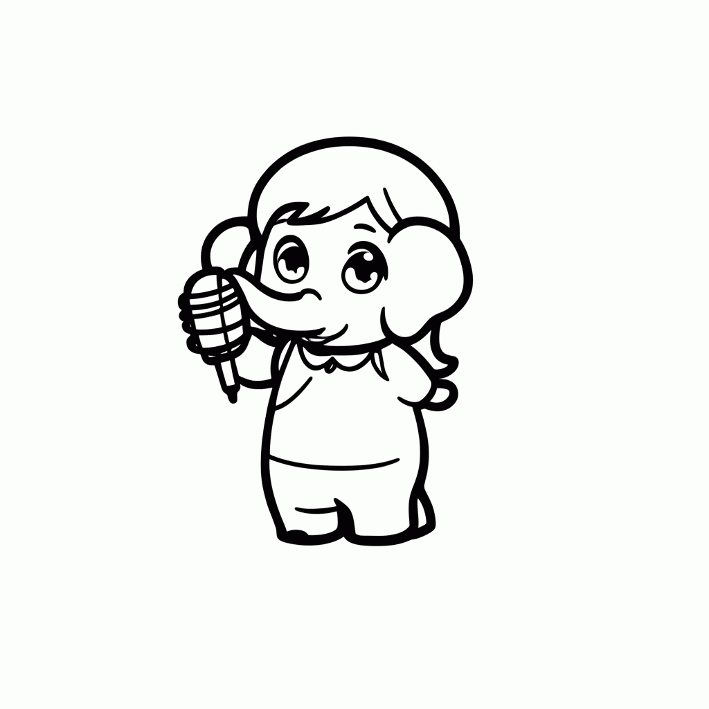 Desenho de Meena Cantando para colorir e imprimir grátis em folha A4