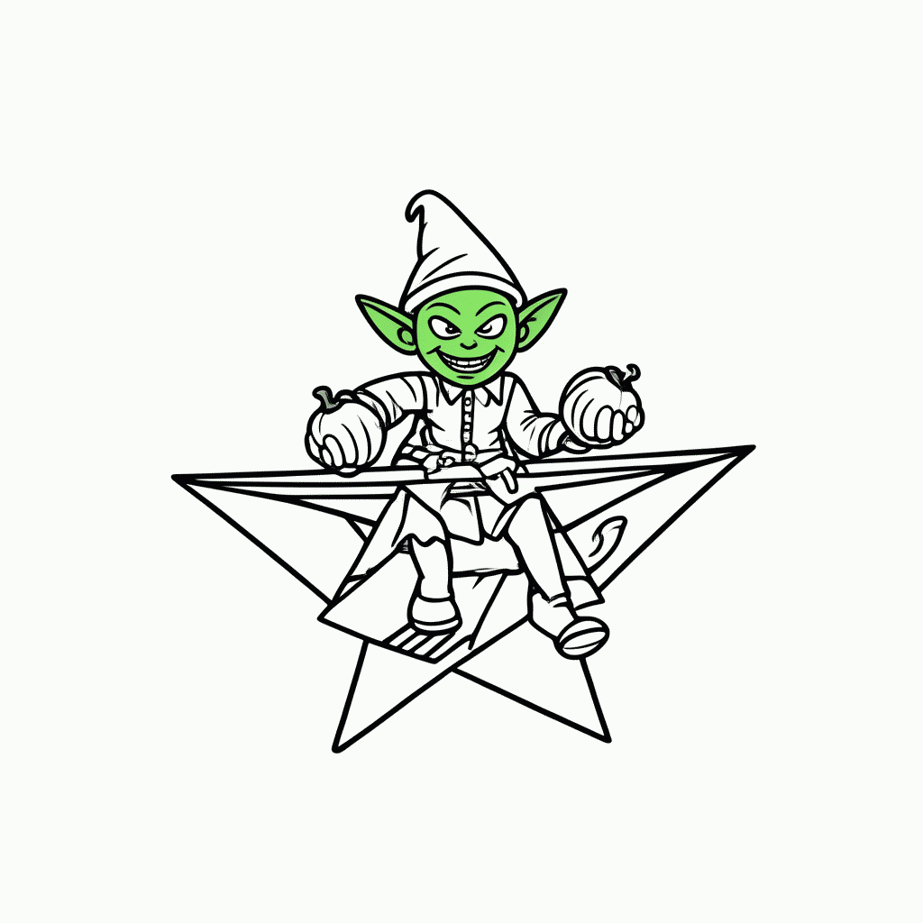 Desenho de Duende Verde para colorir e imprimir grátis em folha A4