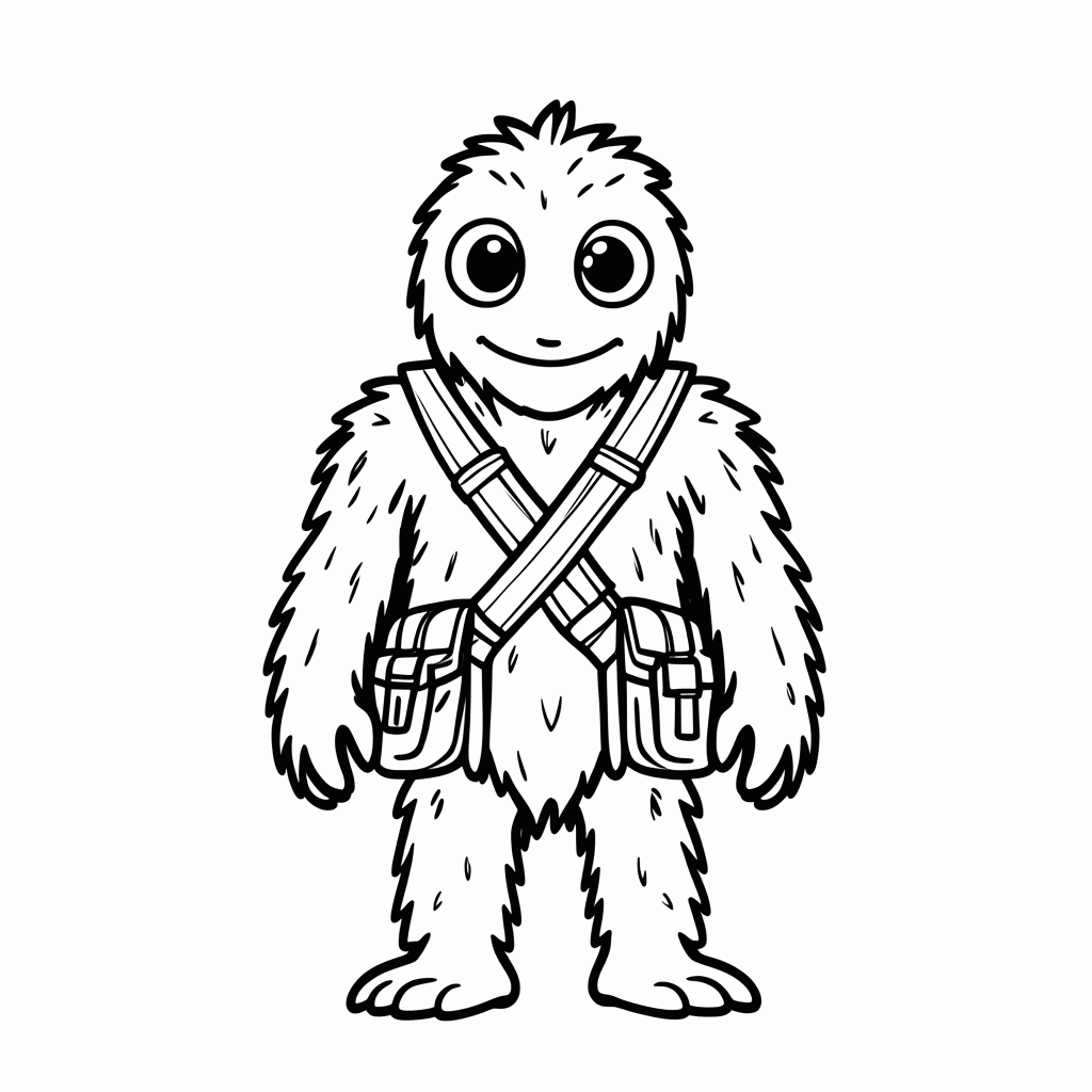 Desenho de Chewbacca para colorir e imprimir grátis em folha A4
