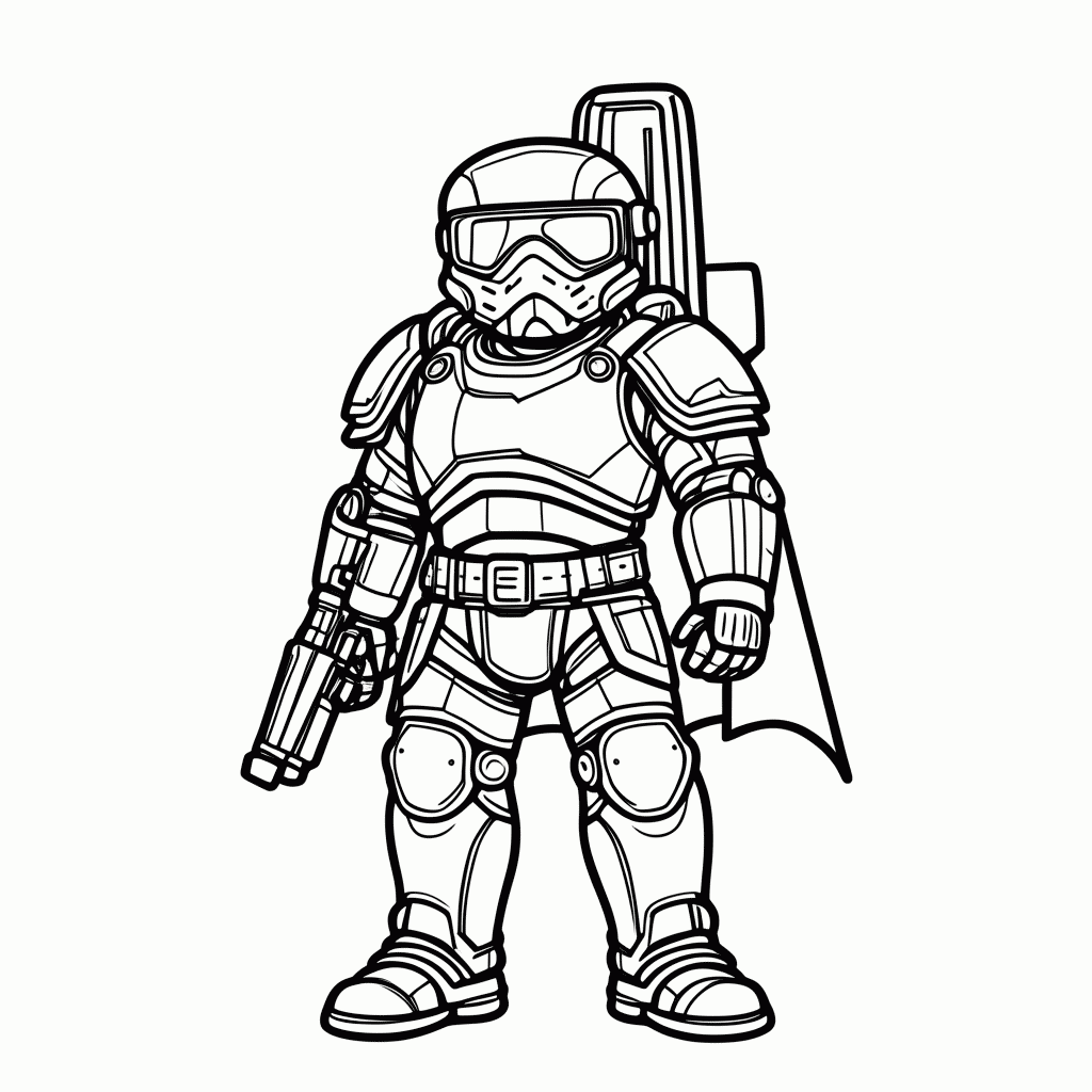Desenho de Mandaloriano Com Capacete para colorir e imprimir grátis em folha A4