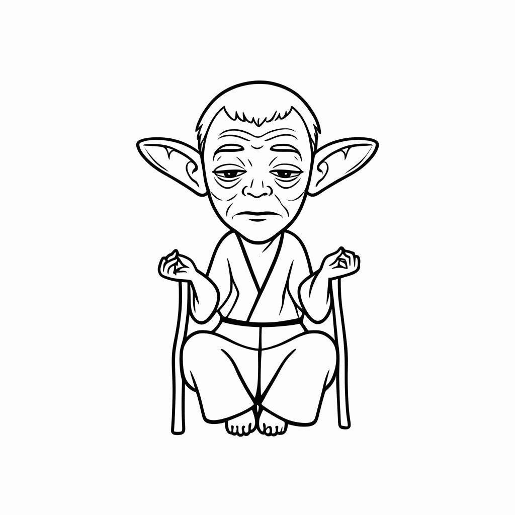 Desenho de Mestre Yoda para colorir e imprimir grátis em folha A4