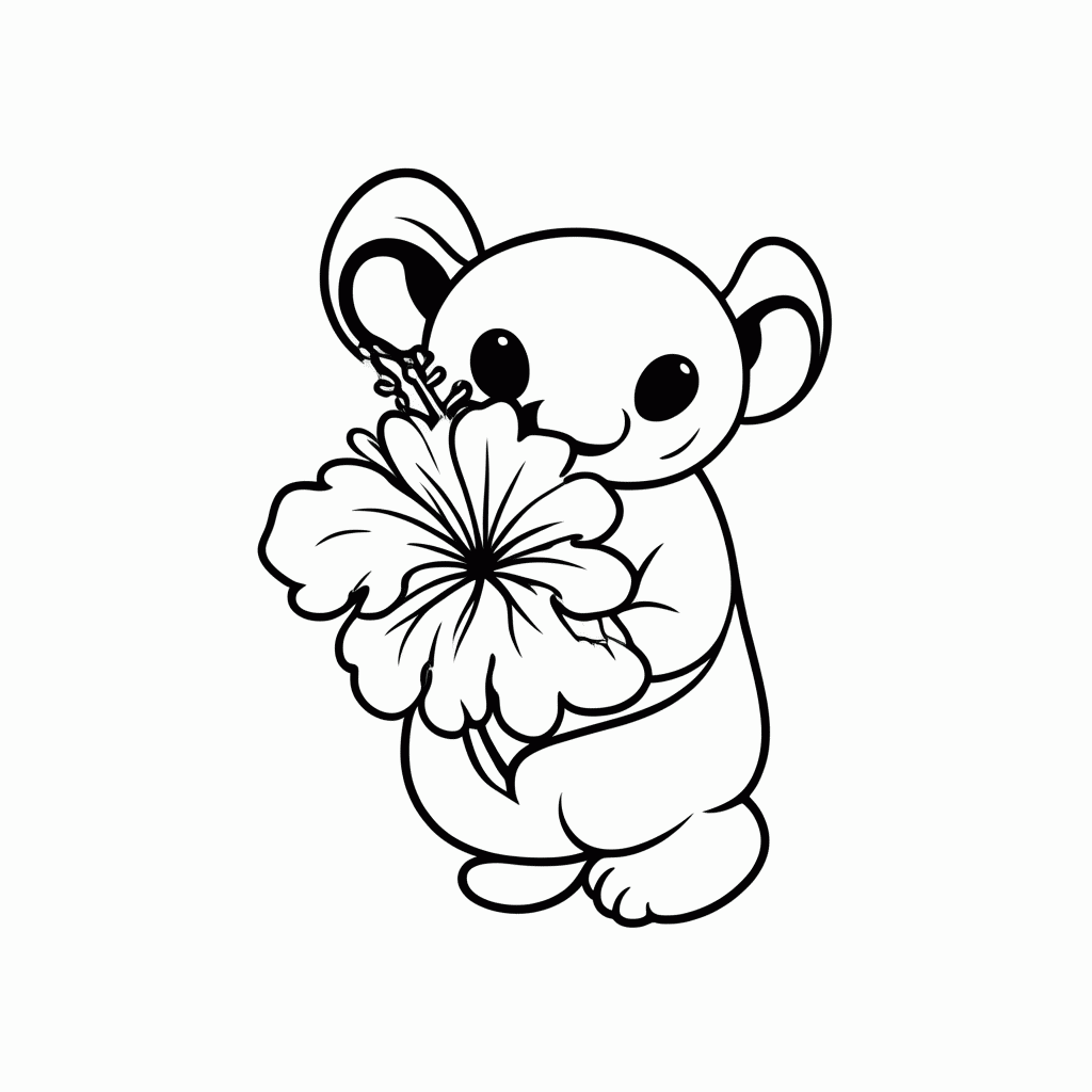 Desenho de Stitch com Flor para colorir e imprimir grátis em folha A4