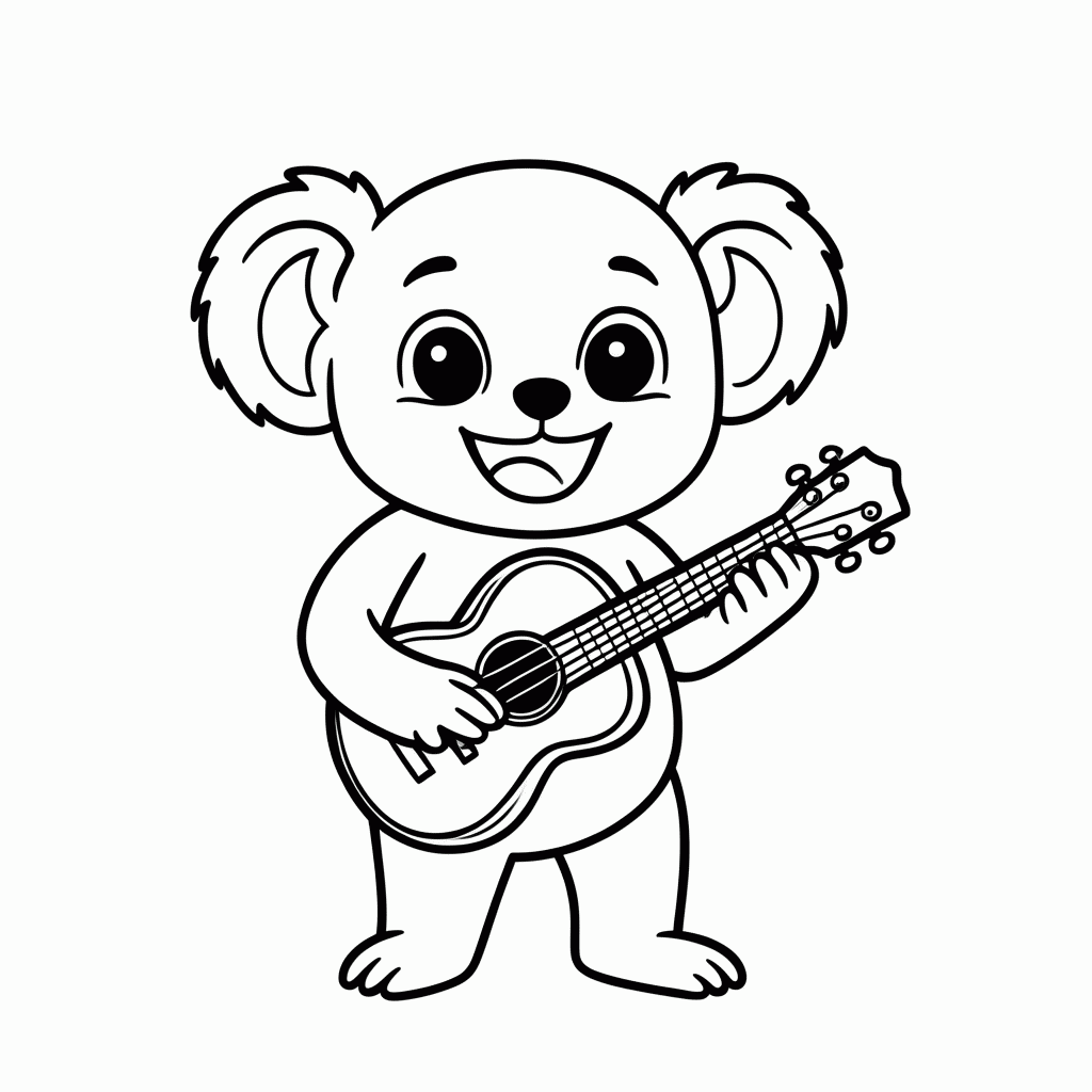 Desenho de Stitch no Ukulele para colorir e imprimir grátis em folha A4