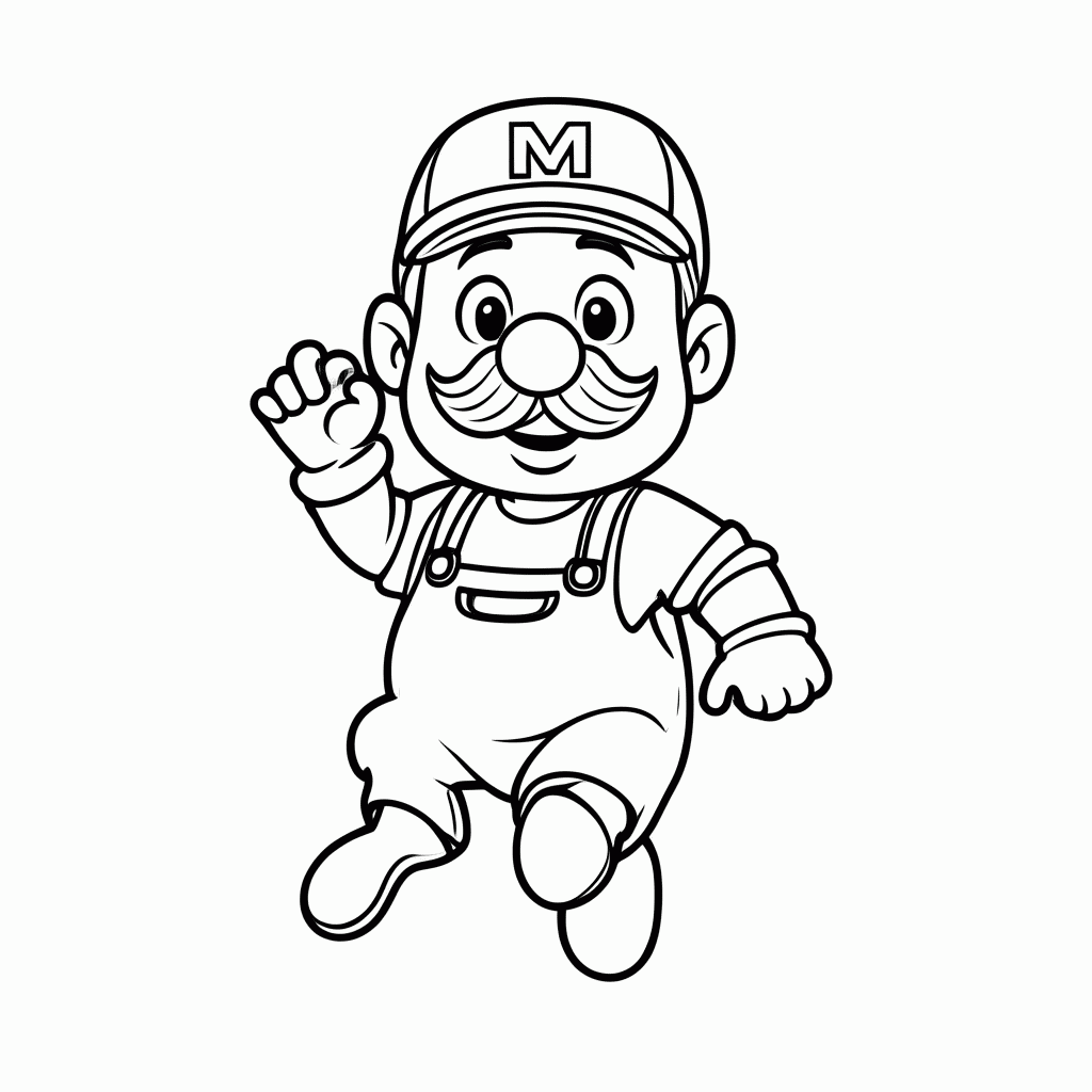 Desenho de Mario para colorir e imprimir grátis em folha A4