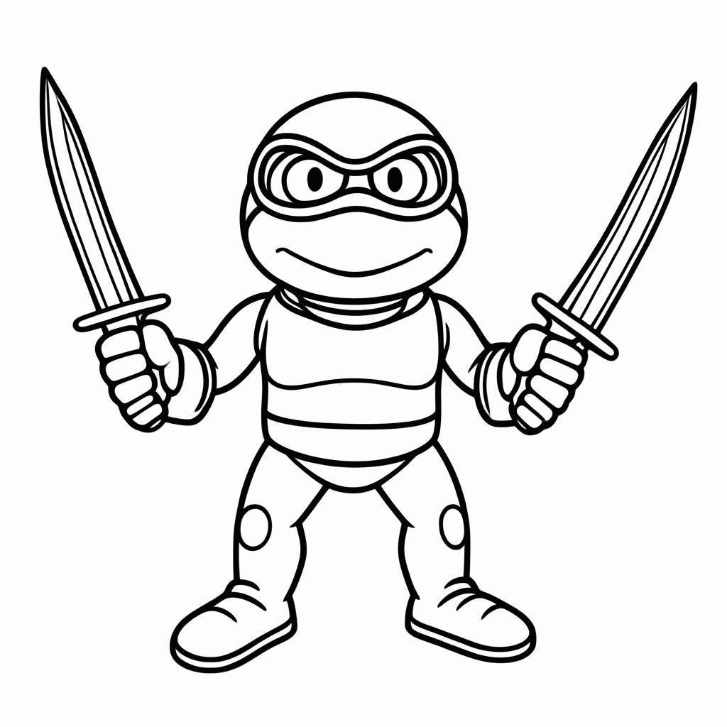 Desenho de Leonardo para colorir e imprimir grátis em folha A4