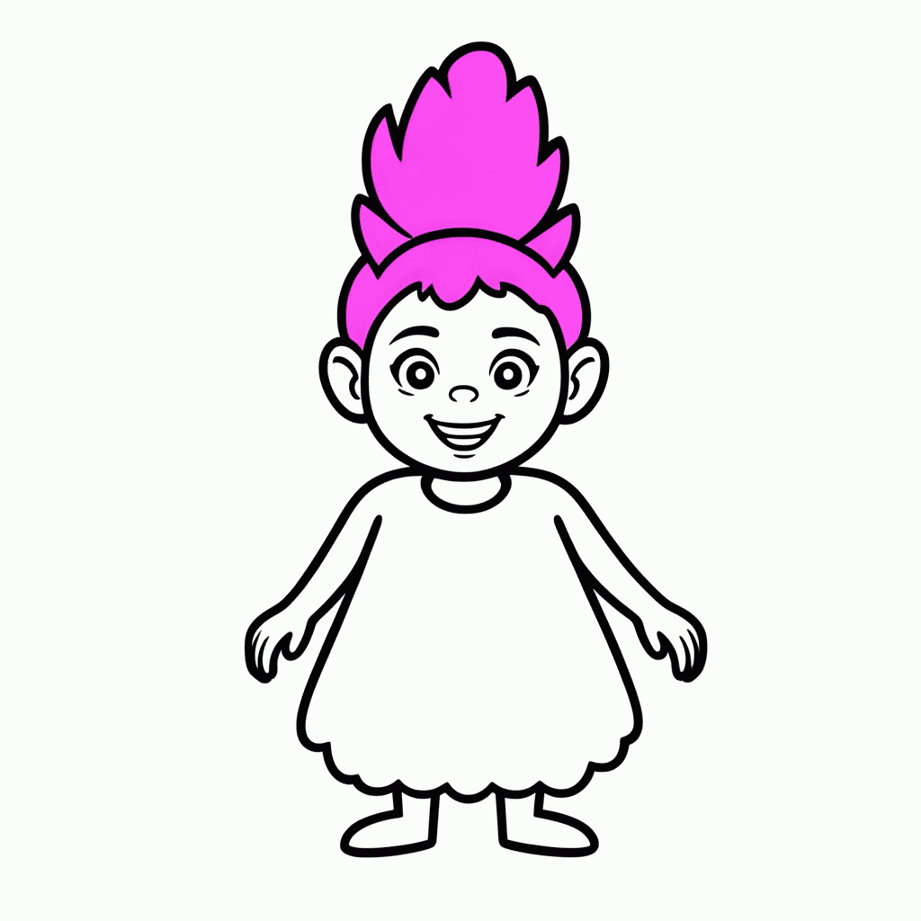 Desenho de Poppy Rosa para colorir e imprimir grátis em folha A4