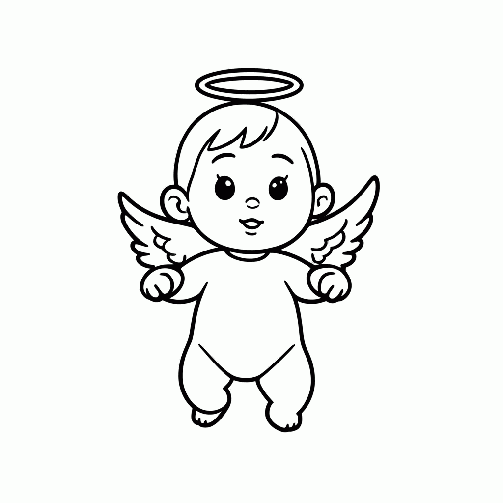 Desenho de Anjinho para colorir e imprimir grátis em folha A4