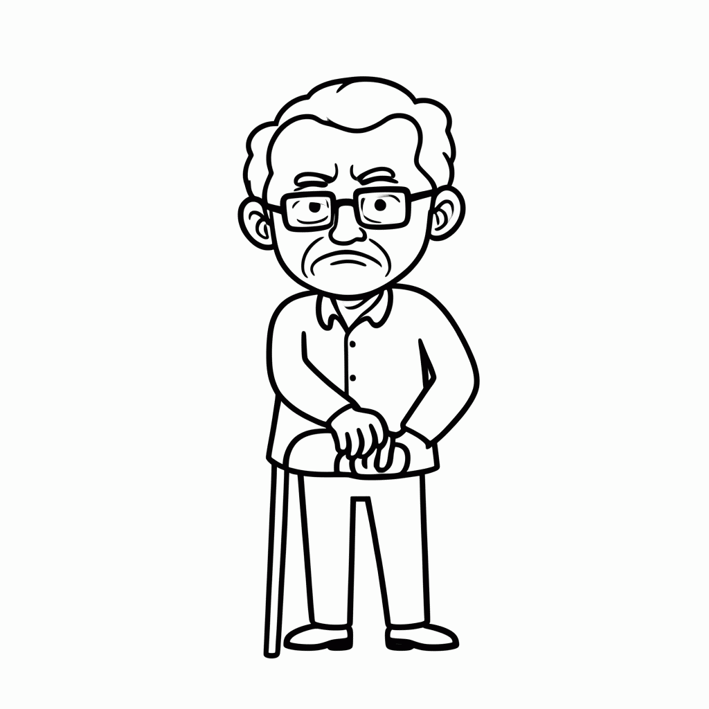 Desenho de Carl com Bengala para colorir e imprimir grátis em folha A4