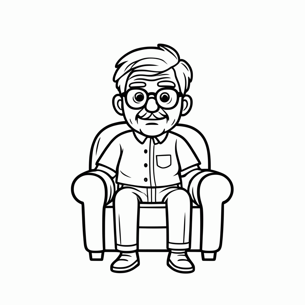 Desenho de Carl na Poltrona para colorir e imprimir grátis em folha A4