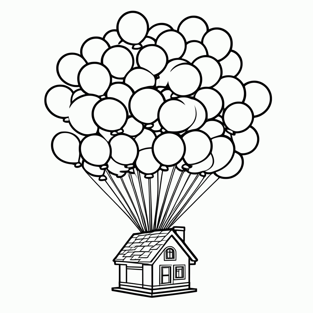 Desenho de Casa dos Balões para colorir e imprimir grátis em folha A4