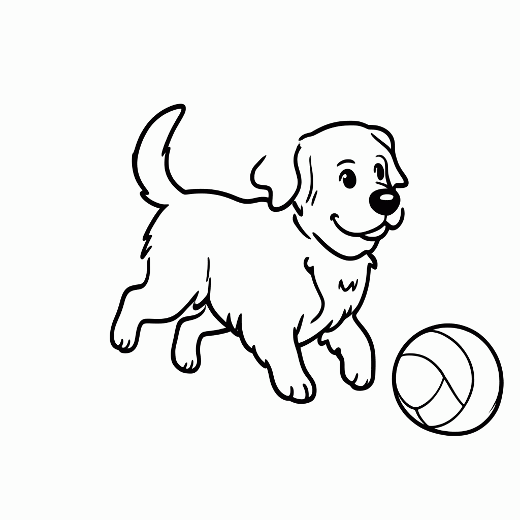 Desenho de Dug com a Bola para colorir e imprimir grátis em folha A4