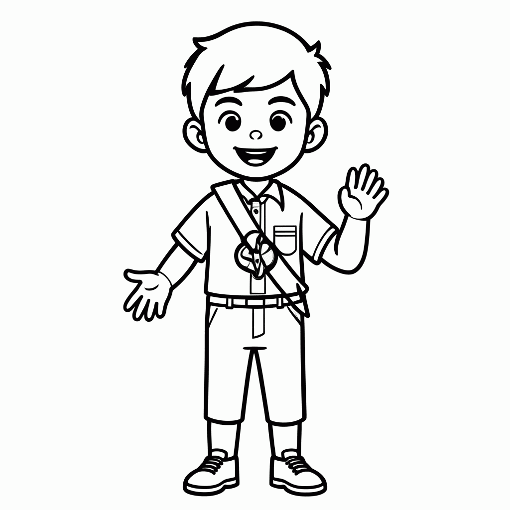 Desenho de Russell e os Distintivos para colorir e imprimir grátis em folha A4
