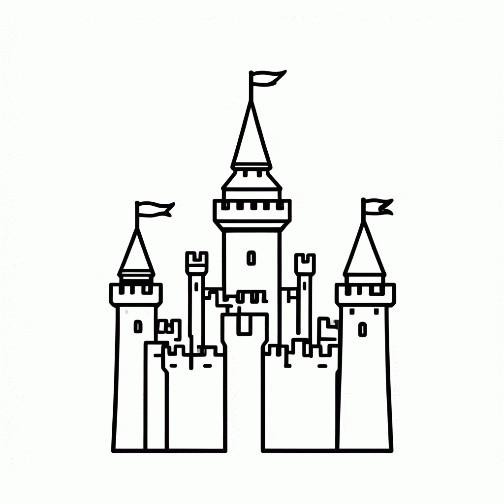 Desenho de O Castelo para colorir e imprimir grátis em folha A4