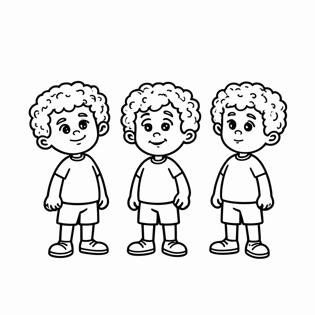 Desenho de Os Trigêmeos para colorir e imprimir grátis em folha A4