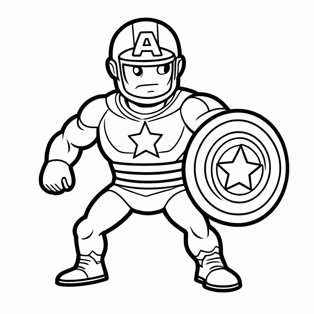 Desenho de Capitao America Escudo para colorir e imprimir grátis em folha A4