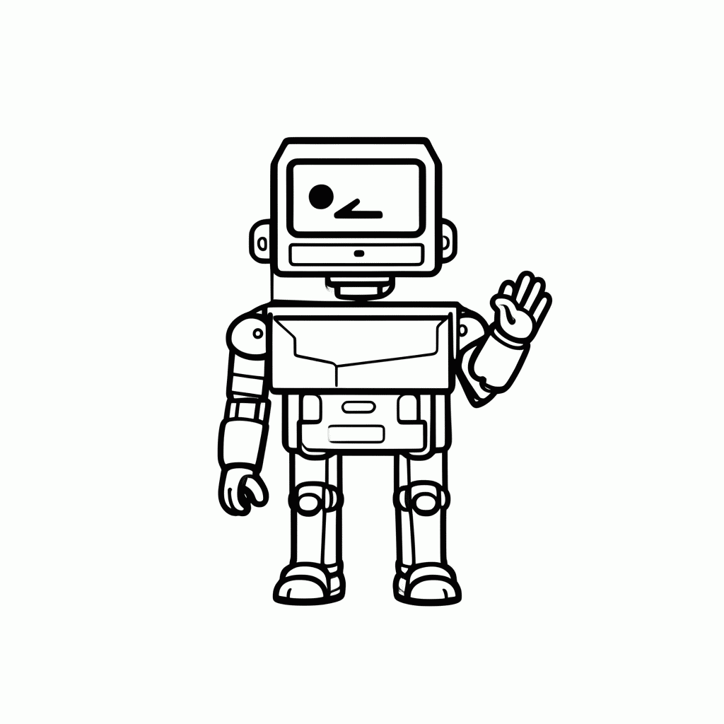 Desenho de Wall-E Acenando para colorir e imprimir grátis em folha A4
