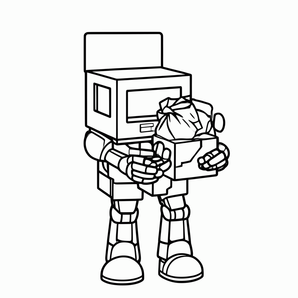 Desenho de Wall-E com Cubo para colorir e imprimir grátis em folha A4