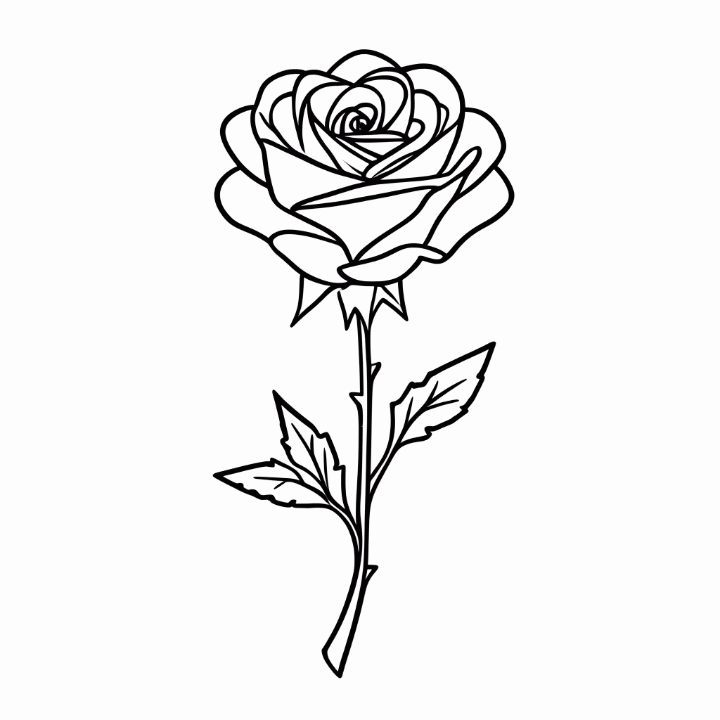 Desenho de Rosa Negra para colorir e imprimir grátis em folha A4