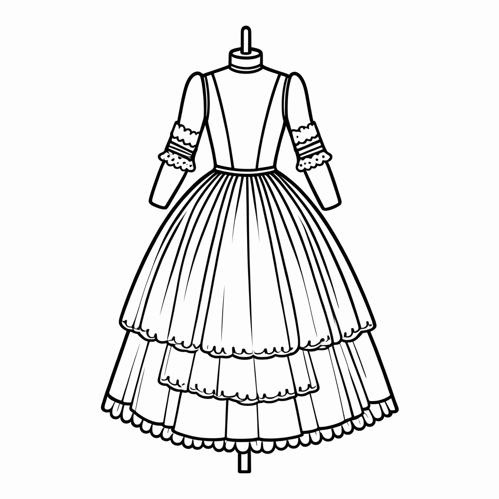 Desenho de Vestido Preto Com Renda para colorir e imprimir grátis em folha A4