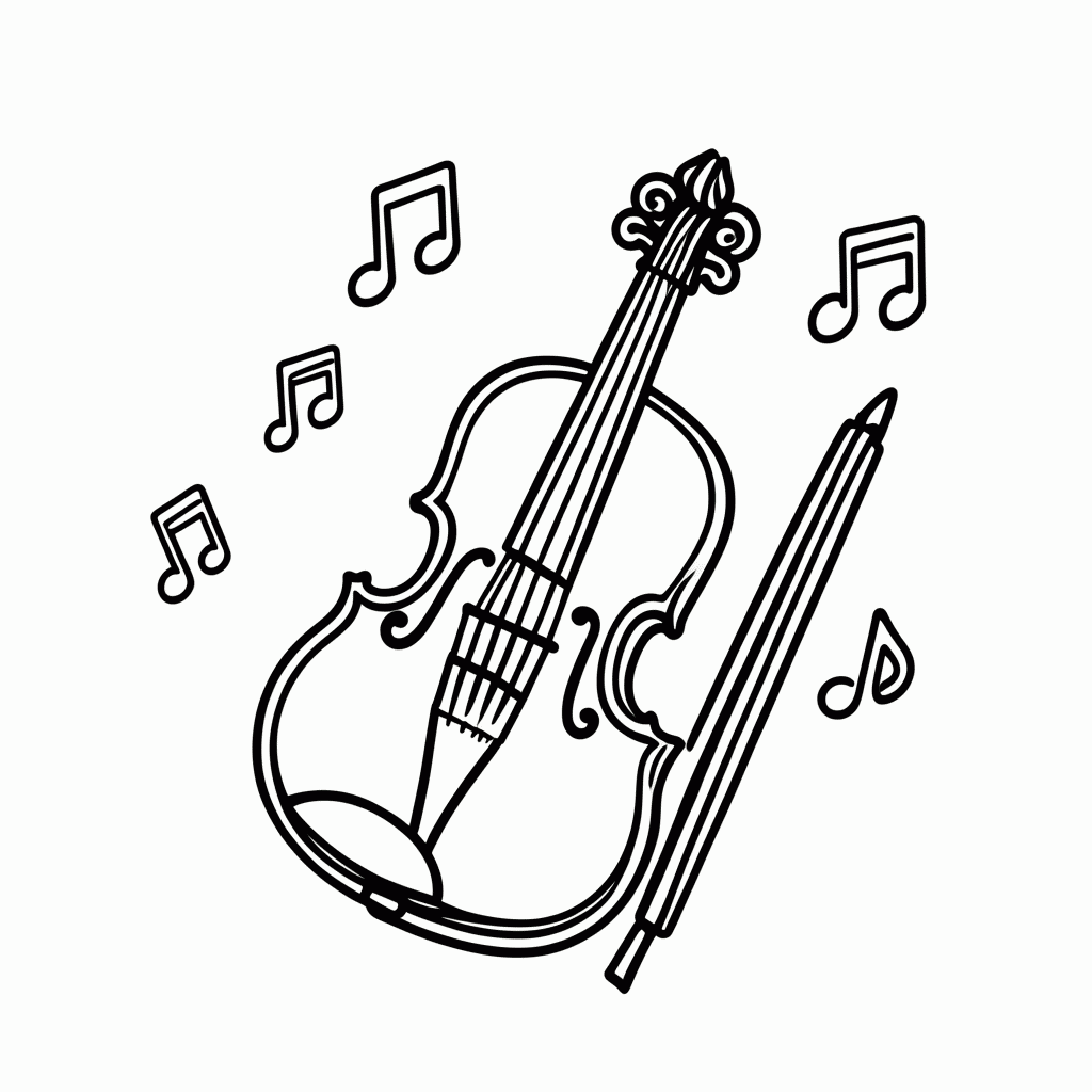Desenho de Violino Da Wandinha para colorir e imprimir grátis em folha A4