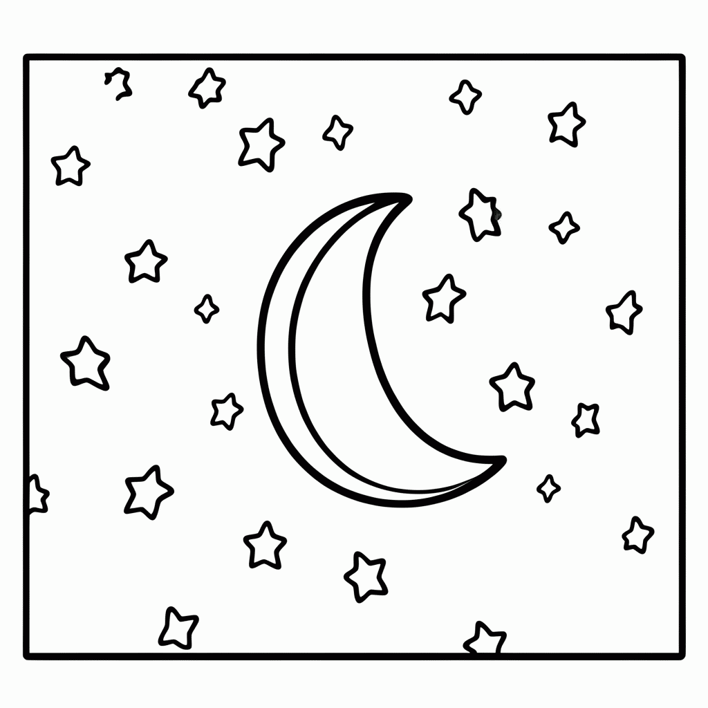 Desenho de Céu Estrelado para colorir e imprimir grátis em folha A4