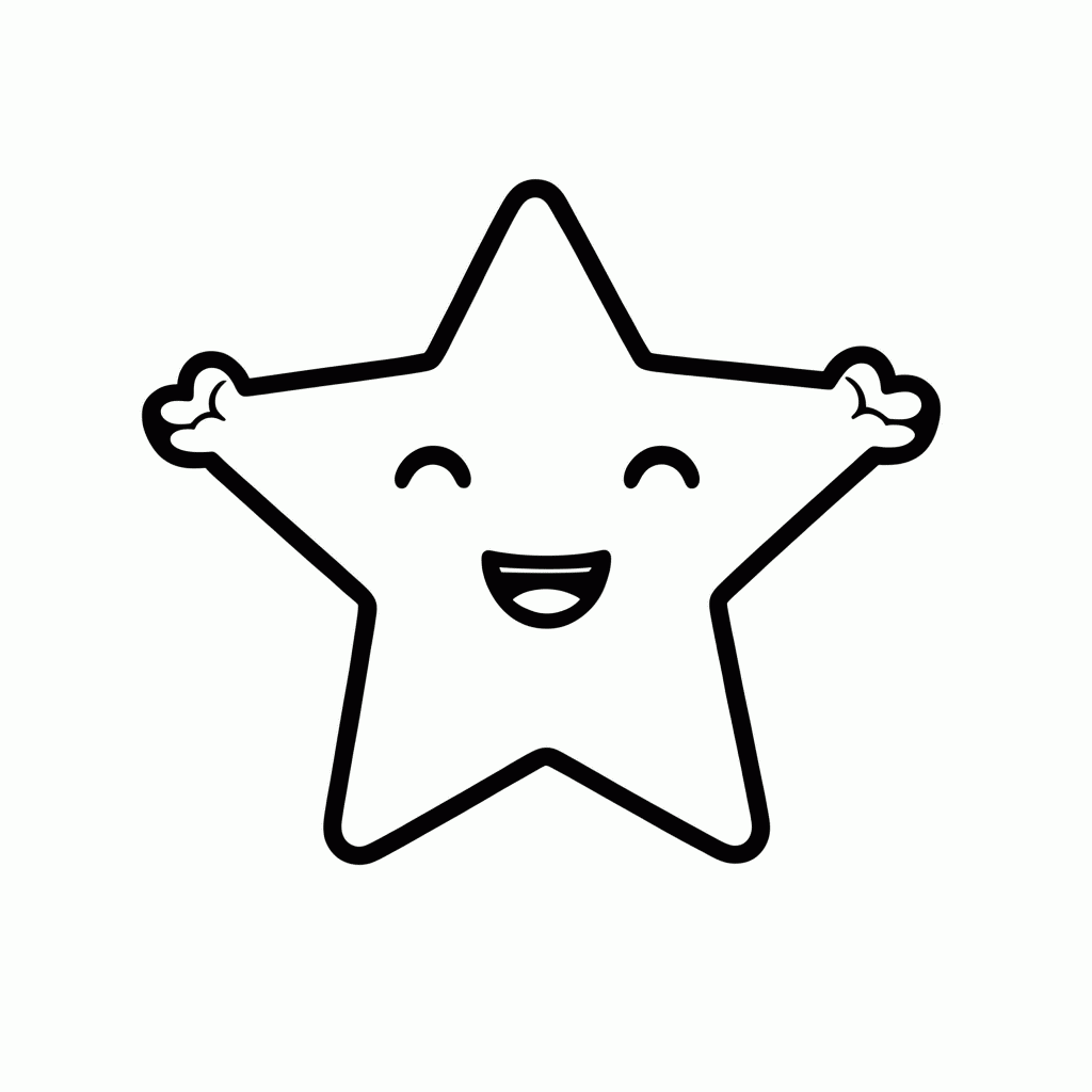 Desenho de Estrela Sorrindo para colorir e imprimir grátis em folha A4