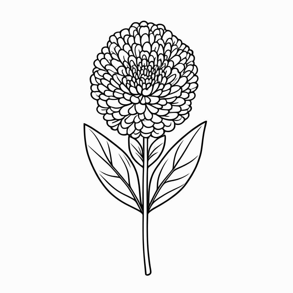 Desenho de Flor Dalia Pompom para colorir e imprimir grátis em folha A4