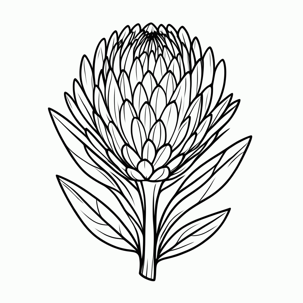 Desenho de Flor Flor De Protea para colorir e imprimir grátis em folha A4