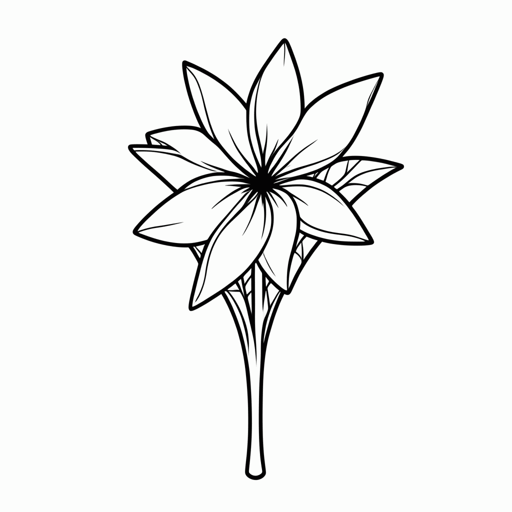 Desenho de Flor Frangipani Plumeria para colorir e imprimir grátis em folha A4