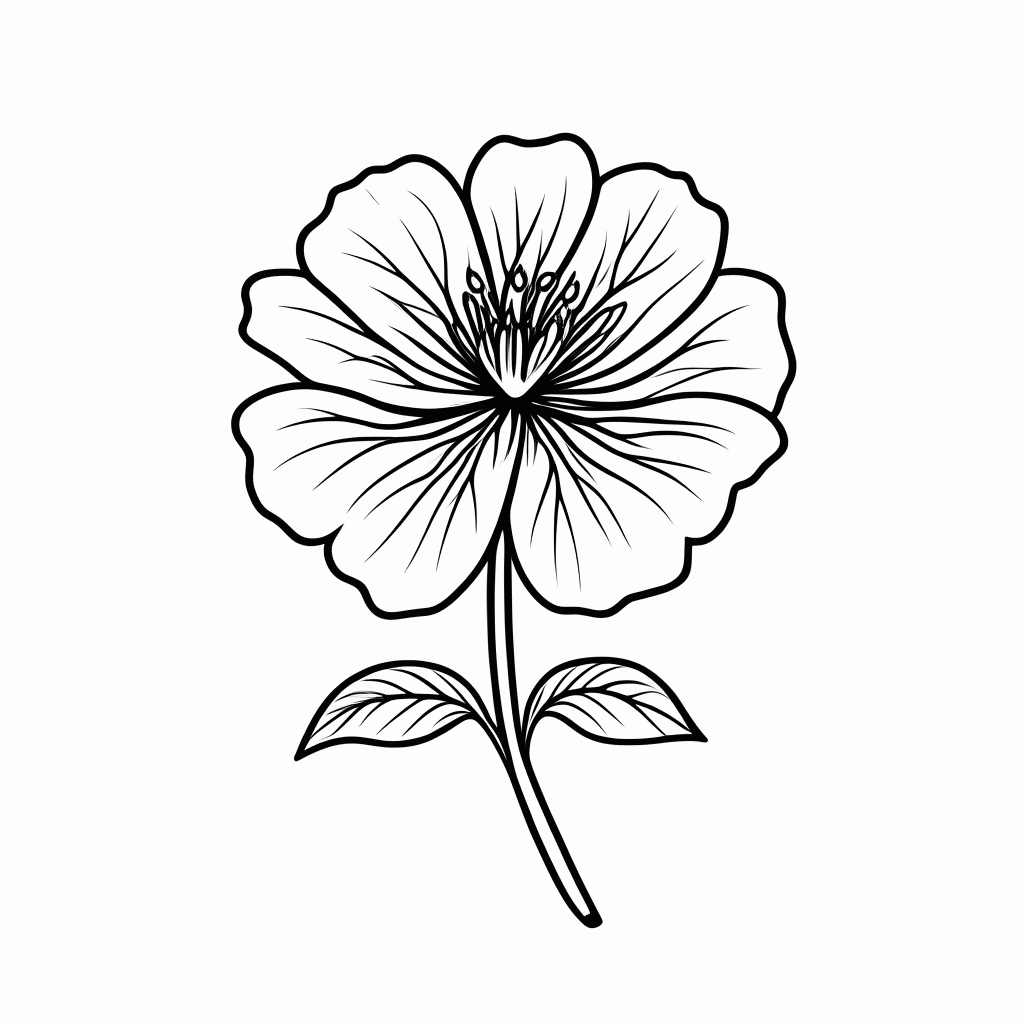 Desenho de Flor Hibisco Amarelo para colorir e imprimir grátis em folha A4