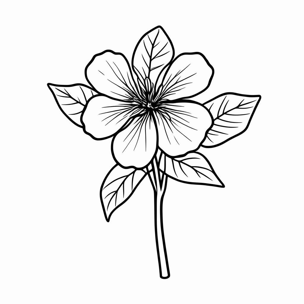 Desenho de Flor Hibisco Vermelho para colorir e imprimir grátis em folha A4