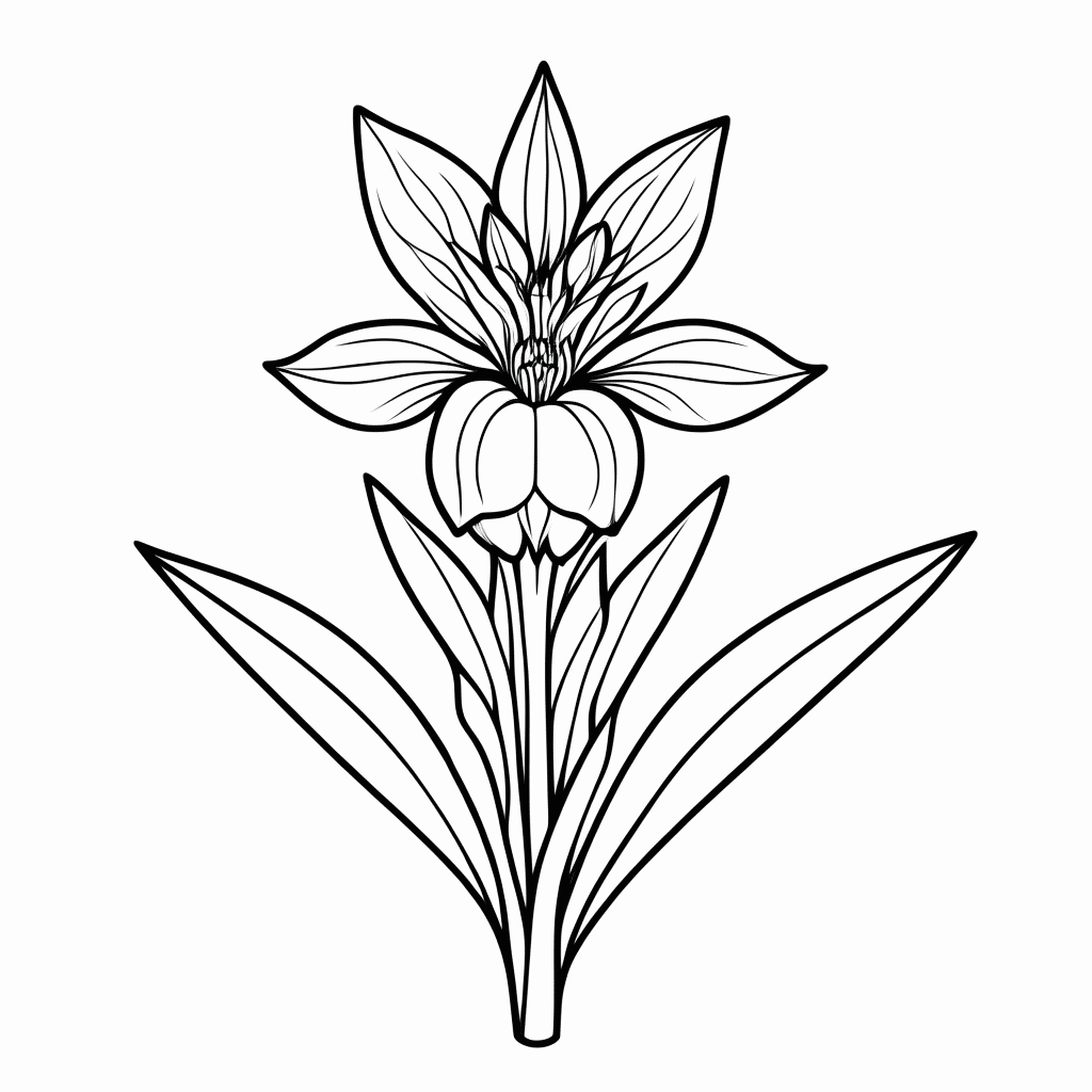 Desenho de Flor Orquidea Dendrobium para colorir e imprimir grátis em folha A4