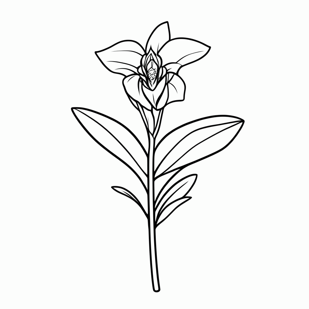 Desenho de Flor Orquidea Phalaenopsis para colorir e imprimir grátis em folha A4