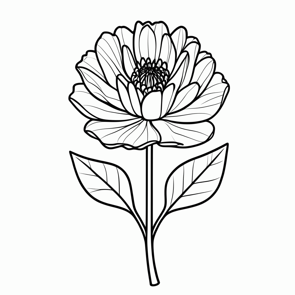 Desenho de Flor Peonia Japonesa para colorir e imprimir grátis em folha A4