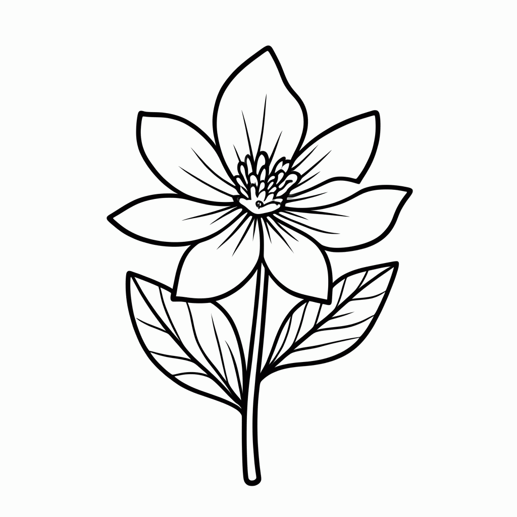 Desenho de Flor Sakura Japonesa para colorir e imprimir grátis em folha A4