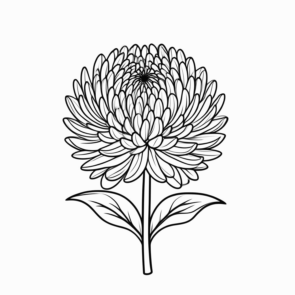 Desenho de Flor Crisantemo para colorir e imprimir grátis em folha A4