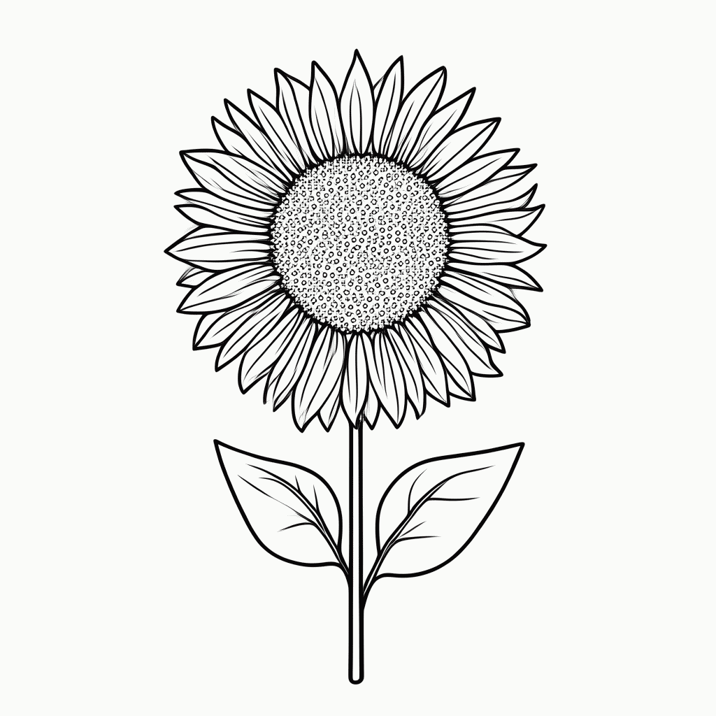Desenho de Flor Girassol para colorir e imprimir grátis em folha A4